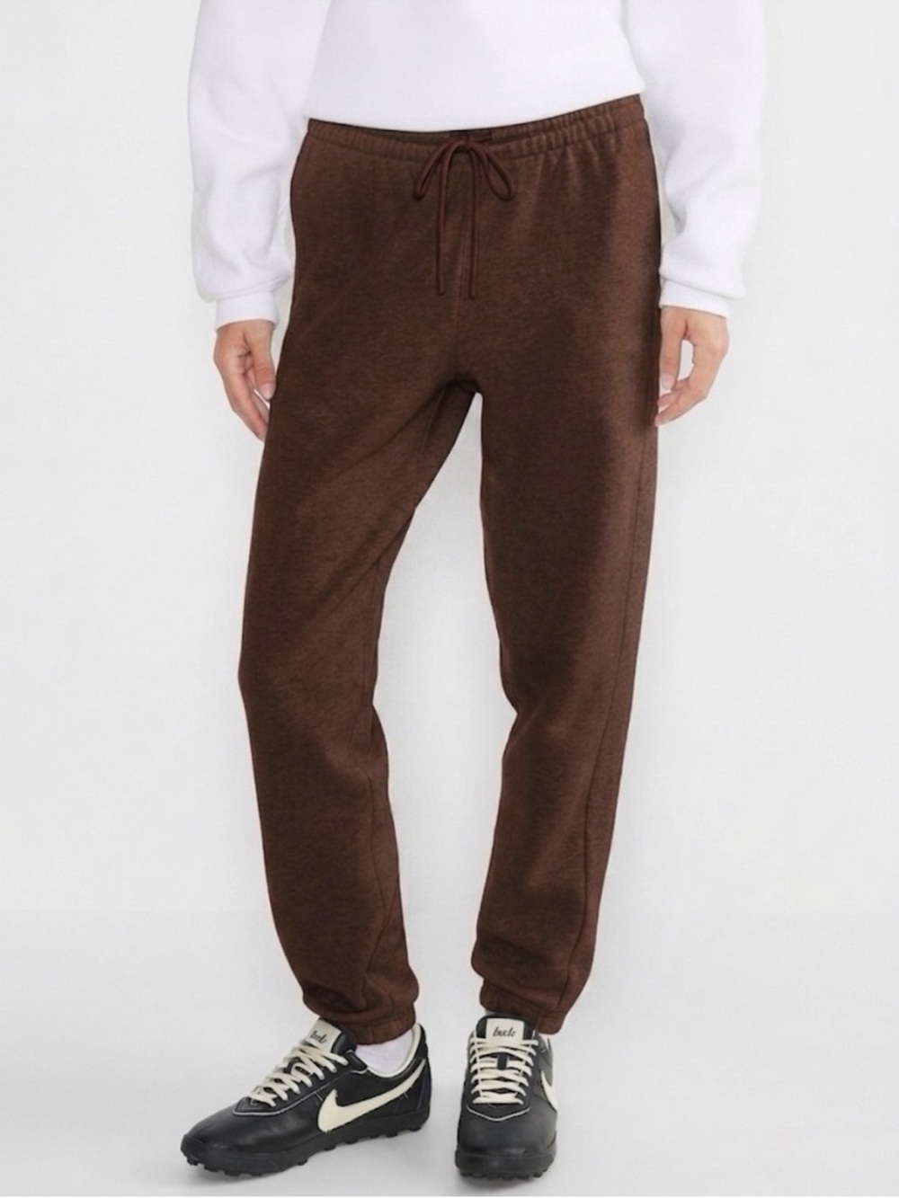 Tna Cozy Fleece Boyfriend Sweatpants Size Medium Chocolate Brown